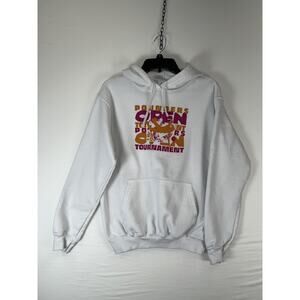 Yazbek Sweatshirt Mens Medium White Pounders Open Tournament Hoodie Graphic Top